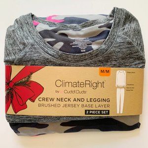 Climate Right by Cuddl Duds Size Med Gray & Pink Camo Pajama Set Lounge Wear